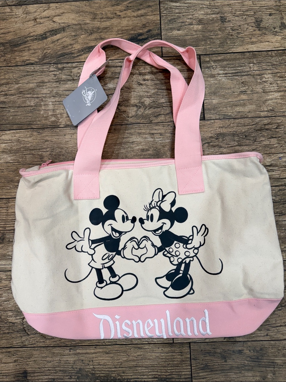 Disney Pink and Cream Vintage Mickey & Minnie Photo Canvas Tote Bag!! BN